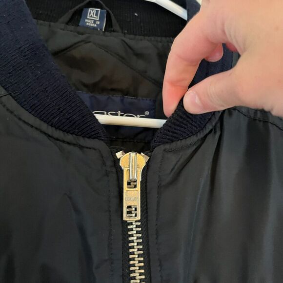 Vtg Swingster Mens Black Satin Bomber Jacket XL Moon HBO Apollo Patches Zipped - Picture 4 of 10